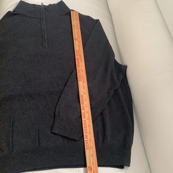 HB Cotton Gray 1/4 Zip Front Mock Neck Sweater Pullover Size 2XL - Picture 6 of 9